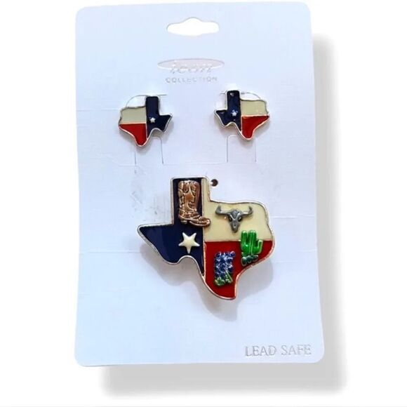 NEW Vintage Icon Collection Texas Earrings and Pendant/Pin 3 PC Set - Picture 6 of 6